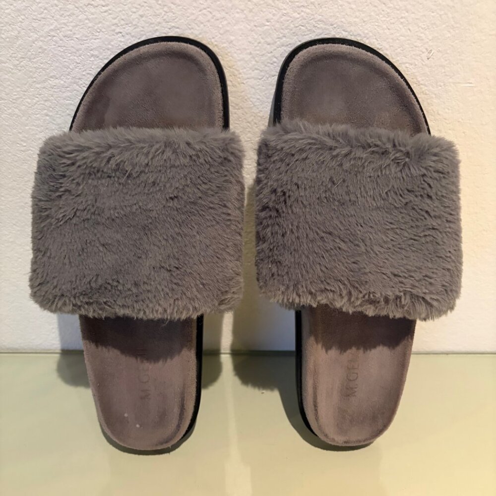 M.Gemi Faux Fur Slide Sandals Gray Made in Italy Size EU 42 / US ~11